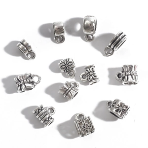 Vintage Alloy Pendant Bails For Necklace Bracelet Making Electroplated Ancient Silver Cylindrical DIY Jewelry Findings Connector Components For Women Men