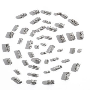 Perles d'Espacement Cylindriques en Alliage d'Argent Antique Vintage pour la Fabrication de Bijoux DIY Bracelet Collier Perles à Motif Ethnique Faites à la Main