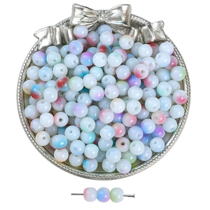 Cuentas redondas de vidrio para joyería DIY con efecto de pintura de acuarela