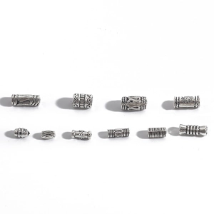 Lot de 10 perles d'espacement cylindriques en argent antique pour création de bijoux