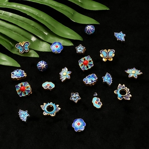 DIY jewelry making kit with blue cloisonne enamel flower and butterfly beads