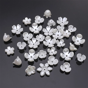 White ABS faux pearl flower beads and petal spacers for DIY jewelry making
