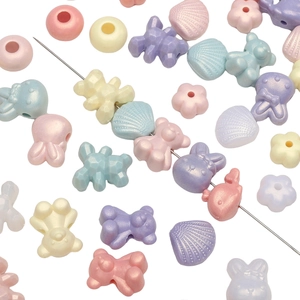 Lot de perles en acrylique macaron pour bijoux DIY avec ours coquillages et fleurs