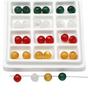 10mm resin cat-eye beads in four colors with organizing tray for DIY jewelry making
