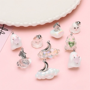 DIY Resin Alloy Halloween Pendants Cute Ghost Moon Cloud House Charms For Jewelry Making Bracelet Necklace Accessories Handcraft Supplies