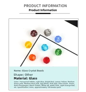 Perline di vetro sfaccettato 6mm colori assortiti per gioielli fai da te confezione 100