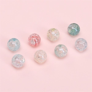 Multi-colored 10mm floral crackle glass beads for DIY bracelet and jewelry making