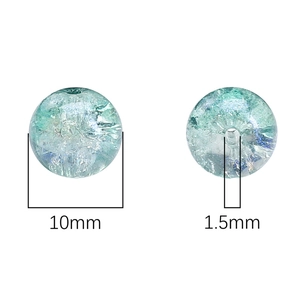 Green glass round beads with ice crack effect for jewelry making, 10mm diameter