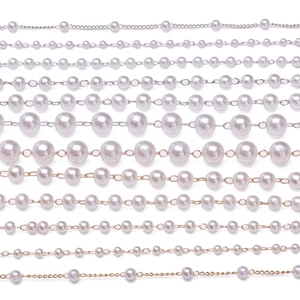 Weiße ABS-Perlenketten in verschiedenen Größen mit Gold- und Silbergliedern für DIY-Schmuck