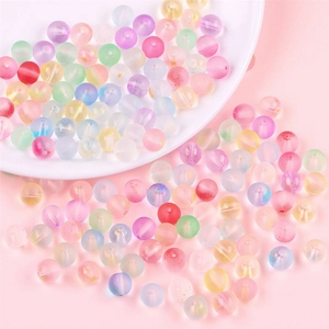 Mix of pastel matte glass beads in macaron colors for DIY jewelry and bracelet making