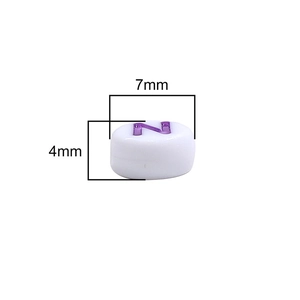 White 7x4mm acrylic flat round bead with a purple letter N for DIY jewelry crafts
