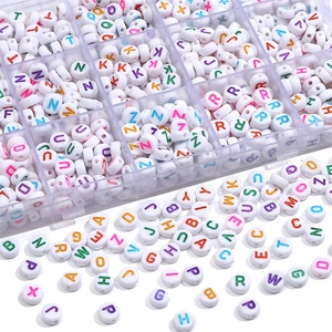 Acrylic Alphabet Beads White Round Flat Letter Beads Multi Colored For DIY Jewelry Making Bracelet Necklace Handcrafts