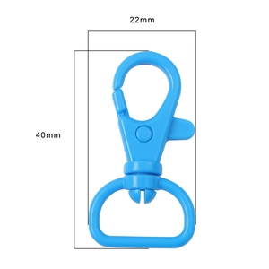 Bright blue plastic swivel lobster clasp for DIY keychains, 40x22mm D-ring hook accessory