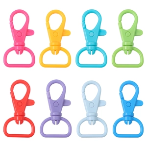 Set of 8 colorful 360-degree rotating plastic lobster clasps for DIY keychains and lanyards