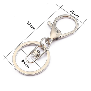 Polierter Karabinerverschluss mit Drehgelenk und 30 mm Schlüsselring für DIY-Schmuck