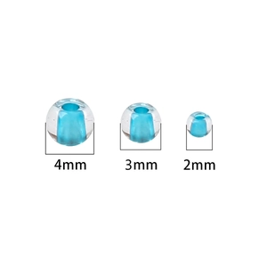 Sky blue striped glass seed beads set showing 2mm 3mm and 4mm sizes for DIY jewelry
