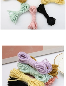 Detailed view of colorful chenille texture yarns for DIY handmade hair accessories making