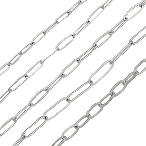 Polished silver stainless steel paperclip chain for DIY jewelry making and necklaces