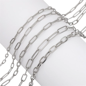 Polished stainless steel paperclip chains in multiple sizes for DIY jewelry making