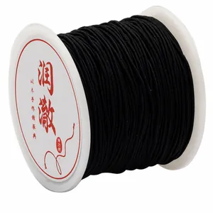 Zwart 0,8mm polyester elastisch koord voor doe-het-zelf sieraden en kralen, 45m lang