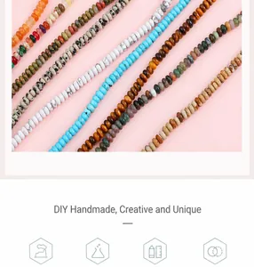 Macro shot of colorful flat heishi natural stone beads for DIY jewelry making