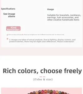 Specifiche dettagliate per perle tonde colorate per bracciali e gioielli fatti a mano