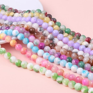 Perle tonde colorate in giada persiana lucida per gioielli fai da te fatti a mano