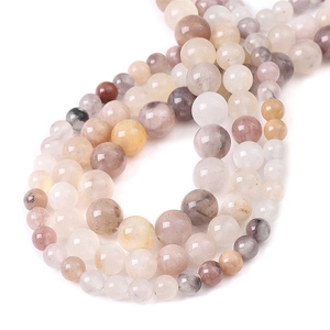 Round natural agate stone beads in assorted pastel colors for DIY jewelry making
