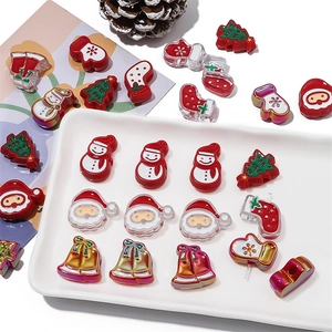 Weihnachtsperlen Aus Acryl Weihnachtsmann Schneemann Baum Glocke DIY Schmuckherstellung Handwerk Armband Halskette Handgefertigtes Zubehör