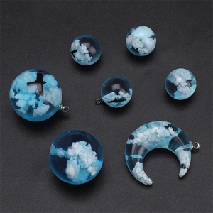 Cloud pattern resin beads and crescent moon charms for handmade DIY jewelry making