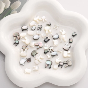 Perles en nacre naturelle en forme d'animal chat et lapin pour bijoux artisanaux