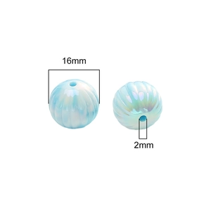 16mm light blue aurora acrylic pumpkin beads with 2mm holes for DIY jewelry making