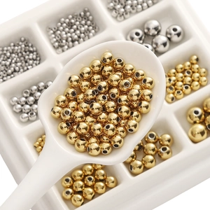 Stainless Steel Smooth Round Spacer Beads For DIY Bracelet Necklace Handmade Jewelry Making Gold Silver Beads Craft Components