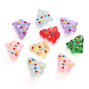 Hand-painted 15x16mm colorful glass Christmas tree beads for DIY jewelry making