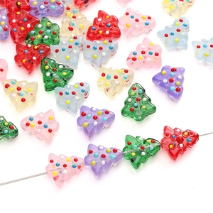 Perles en Verre au Chalumeau Faites à la Main Forme de Sapin de Noël Citrouille Crâne Fleur Perles en Vrac pour Bijoux DIY