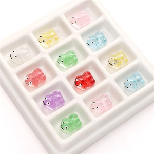 Mini figurines de grenouilles colorées en résine pour bijoux DIY en couleurs translucides