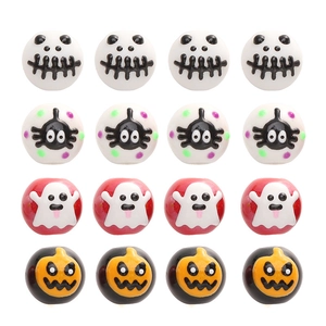 Perles d'Halloween peintes à la main avec motifs citrouille et fantôme pour bijoux DIY