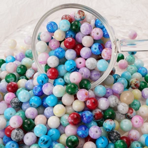 Cuentas de vidrio marmoleado de colores para collares DIY y creación de joyas a mano