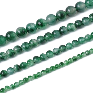 Natural green jadeite gemstone beads for DIY jewelry making in multiple sizes