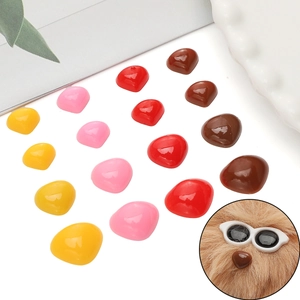 Acrylic heart shaped craft noses for plush dolls in yellow pink red and brown colors