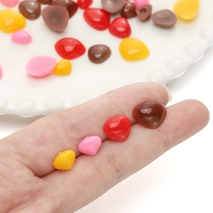 Miniature colorful acrylic heart charms for DIY doll and jewelry making projects