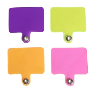 Set mit vier bunten Silikon-Handy-Lanyard-Tabs mit stabilen Metallring-Befestigungen
