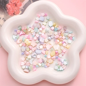 Breloques en coquillage naturel iridescent en forme de cœur et d'étoile pour bijoux