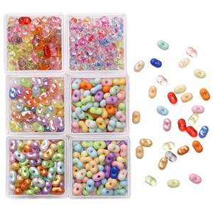 Bunte 4x6mm Acryl-Erdnussperlen im Set mit Aufbewahrungsbox für DIY Schmuckherstellung