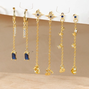 Korean Elegant Long Tassel Star Drop Earrings For Women Copper Rhinestone Starry North Star Dangle Earrings Jewelry Gift