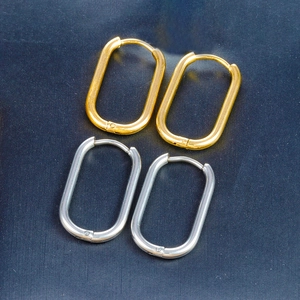 Vintage hoefijzer oorbellen van gepolijst 18K goud en zilver roestvrij staal set