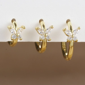 925 Sterling Silber Schmetterling Creolen Für Damen Strass Tier Tropfen Ohrringe Mode Luxus Schmuck Zubehör
