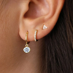Geometric Copper Zirconia Earrings Collection Round Hoop Stud Earrings Minimalist Luxury Jewelry Set For Women Party Decor