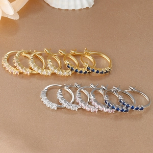 Pendientes de Aro de Cobre con Diamantes de Imitación para Mujer Moda Minimalista Elegante Oro Plata Multicolor Joyería Regalo