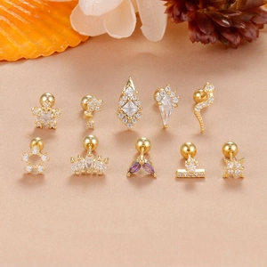 Edelstahl Zirkonia Stern Krone Schlange Helix Piercing Ohrstecker Für Damen Mode Minimalistischer Ohrring Schmuck Geschenk